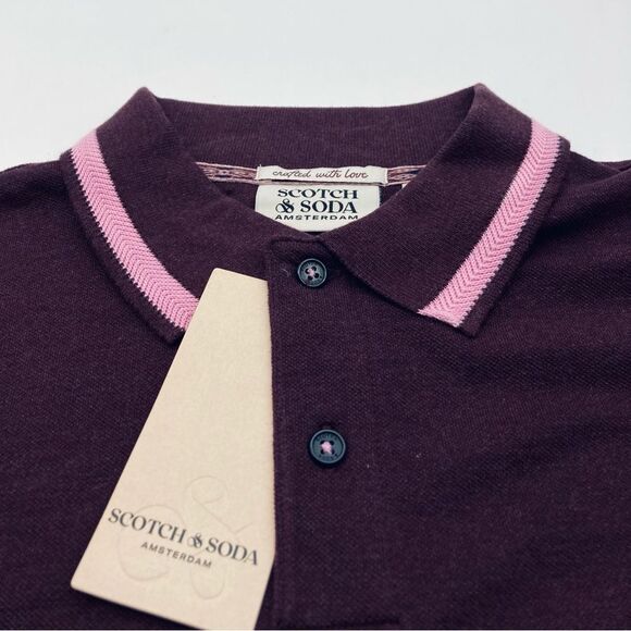 NWT Scotch & Soda Amsterdam Men’s Pique Wine Polo Shirt L - Picture 4 of 9